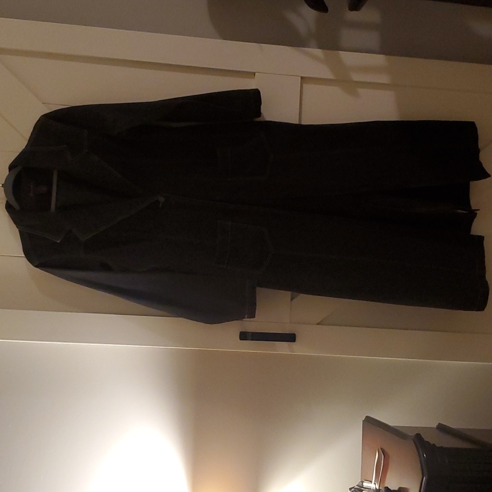 Women's Denim Maxi Trench Coat Duster Jacket